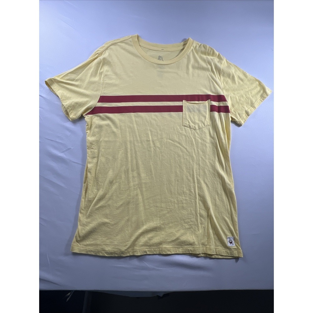 Birdwell Beach Britches Shirt Mens XXL Yellow Red Stripe Chest Pocket Cotton